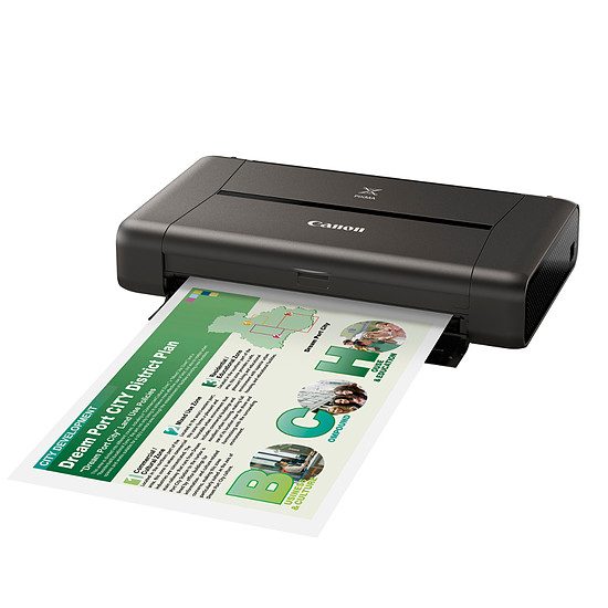 Canon PIXMA iP110 + Batterie Imprimante jet d’encre couleur, Wi-Fi b/g/n, A4, 9 ipm