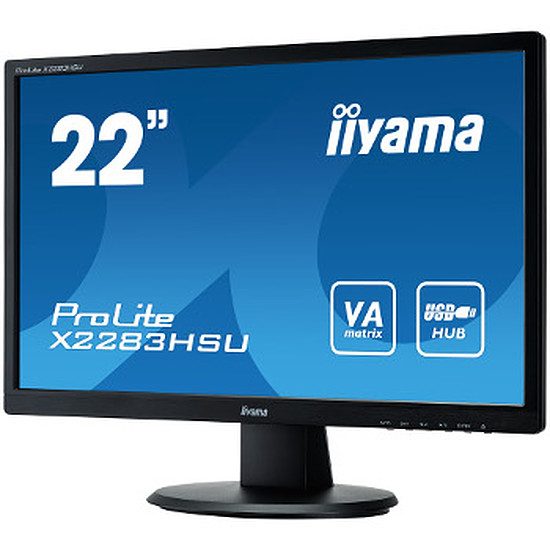 Iiyama ProLite X2283HSU-B1DP 21,5″ (55 cm), VA, Large (16:9), 1920 x 1080 (FHD), 5 ms, 60 Hz, VGA (x1), DVI-D (x1), DisplayPort (x1), Hub USB 2.0 (x2)