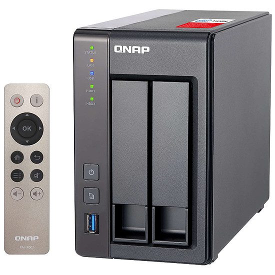 QNAP NAS TS-251+ – 2 Go Boitier 2 baies, Livré sans disque (boitier nu), Pour disque 2,5″ ou 3,5″, SATA III, Intel Celeron à 2 GHz