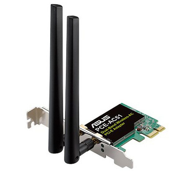 Asus PCE-AC51 – Carte PCI-E Wifi AC750 PCI-Express, Sans fil (Wi-Fi), Low profile (équerre livrée)