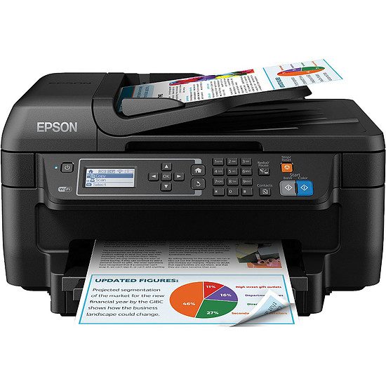 Epson WorkForce WF-2750DWF Imprimante jet d’encre couleur, Wi-Fi n, A4, Recto-verso automatique, Fax intégré, 13 ipm