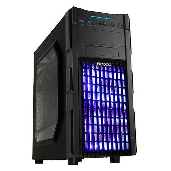 Antec GX200 BLUE – Window Moyenne tour, ATX / Micro-ATX / Mini-ITX, sans alim., Noir, Acier