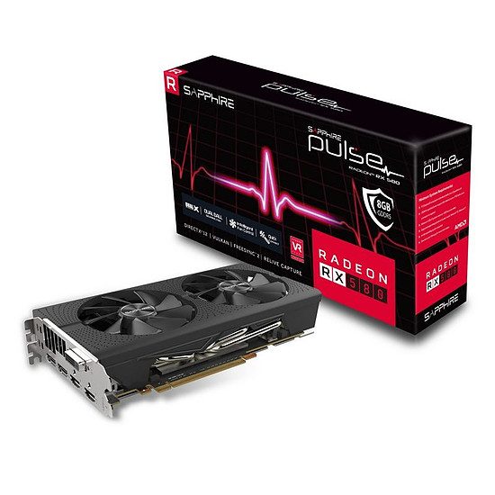 Sapphire Radeon RX 580 Pulse OC – 8 Go Radeon RX 580, 1366 MHz, PCI-Express 16x, 8 Go, 8000 MHz