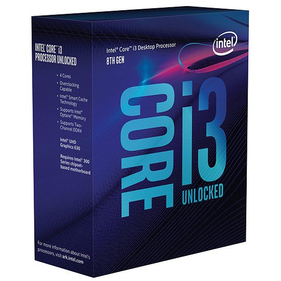 Intel Core i3 8350K 4 coeurs, 4 GHz, 8 Mo, Coffee Lake, 91 Watts