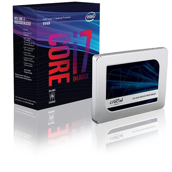 Intel Core i7 8700K + SSD Crucial MX 500 – 250 Go 6 coeurs, 3,70 GHz, 12 Mo, Coffee Lake, 95 Watts