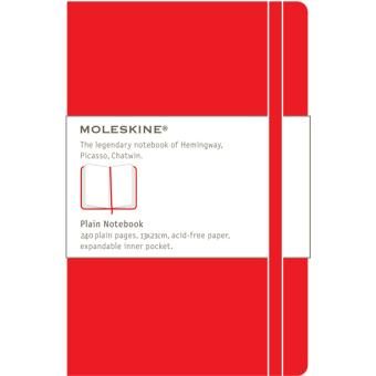 Carnet Moleskine Grand format 13 x 21 cm Pages blanches Couverture rigide Rouge