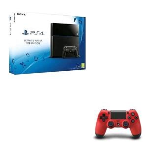 Console PS4 Sony 1 To Noire + Manette Sony Dual Shock Rouge PS4