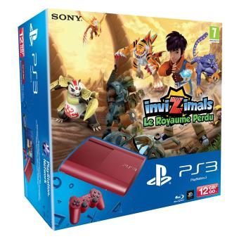 Console Sony PS3 Ultra Slim 12 Go rouge + Invizimals Le Royaume Perdu