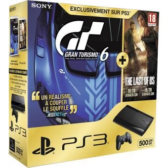 Console Sony PS3 Ultra Slim 500 Go + Gran Turismo 6 Edition Spéciale + The Last Of Us