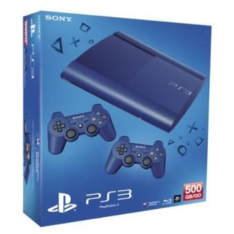 Console Sony PS3 Ultra Slim 500 Go bleu + 2 manettes