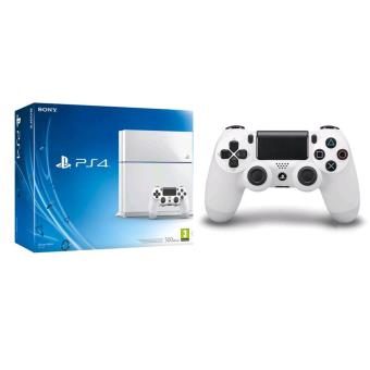 Console Sony PS4 500 Go Blanche + Manette Dual Shock Blanche PS4