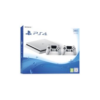 Console Sony PS4 Slim 500 Go Blanche + 2 Manettes Dual Shock Blanches PS4