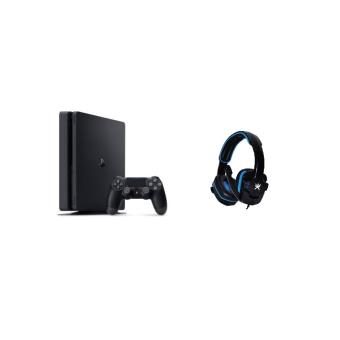Console Sony PS4 Slim 500 Go + Casque Gaming Alpha Omega Players Eole C19 Noir et bleu