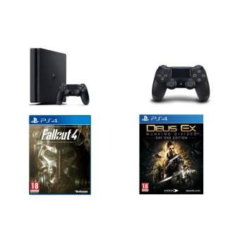 Console Sony PS4 Slim 500 Go + Manette Dual Shock 4 Noir V2 + Fallout 4 + Deus Ex Mankind Divided Day One Edition
