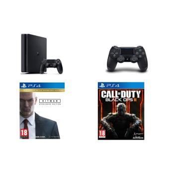 Console Sony PS4 Slim 500 Go + Manette Dual Shock 4 Noir V2 + Hitman : The Complete First Season + Call of Duty Black Ops 3
