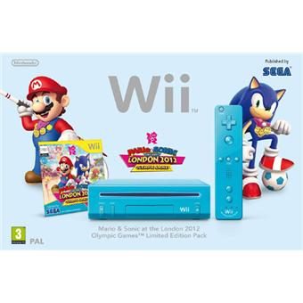 Console Wii bleue Nintendo + Wiimote Plus + Mario et Sonic aux Jeux Olympiques de Londres 2012