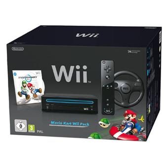 Console Wii noire Nintendo + Wiimote Plus + Mario Kart Wii + Volant
