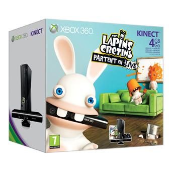 Console Xbox 360 4 Go Microsoft + capteur Kinect + The Lapins Crétins Partent en Live