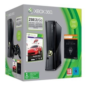 Console Xbox 360 mate 250 Go Microsoft + Forza Motorsport 4 + Skyrim
