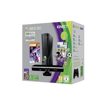 Console Xbox 360 mate 250 Go Microsoft + Kinect + Dance Central 2 + Kinect Sports