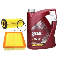 Paquet d’inspection Alpina Audi BMW Irmscher Opel Skoda VW Incl. huile moteur 5W-30 Diesel TDI 5 l et remorque de changement d’huile