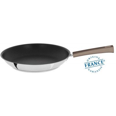 POÊLE INOX AVEC ANTI-ADHÉRENT EXCELISS – MUTINE FIXE TAUPE 28CM