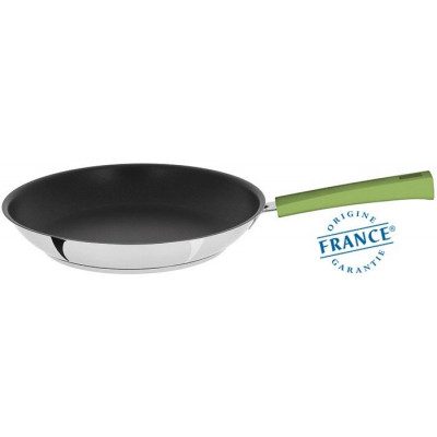 POÊLE INOX AVEC ANTI-ADHÉRENT EXCELISS – MUTINE FIXE VERT TILLEUL 28CM