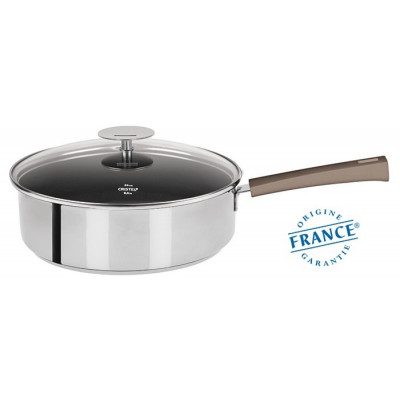 SAUTEUSE INOX AVEC ANTI-ADHÉRENT EXCELISS – MUTINE FIXE TAUPE 24CM