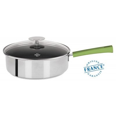 SAUTEUSE INOX AVEC ANTI-ADHÉRENT EXCELISS – MUTINE FIXE VERT TILLEUL 24CM