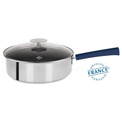 SAUTEUSE INOX AVEC ANTI-ADHÉRENT EXCELISS – MUTINE FIXE ENCRE BLEUE 26CM
