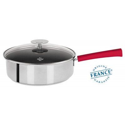 SAUTEUSE INOX AVEC ANTI-ADHÉRENT EXCELISS – MUTINE FIXE FRAMBOISE 26CM