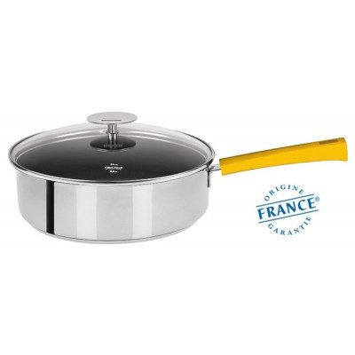 SAUTEUSE INOX AVEC ANTI-ADHÉRENT EXCELISS – MUTINE FIXE JAUNE 26CM