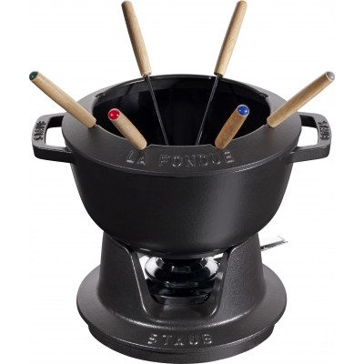 SERVICE À FONDUE EN FONTE NOIR MAT