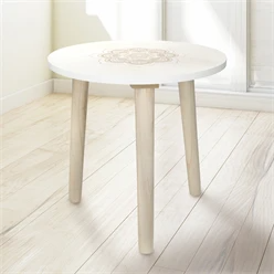 Table d’appoint ronde avec pieds en bois de pin blanc Ø33cm