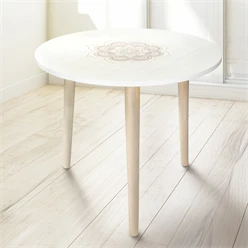 Table d’appoint ronde avec pieds en bois de pin blanc Ø49cm