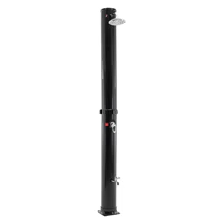 Douche solaire 35L, noire, avec pommeau de douche pluie rond et pivotant, en PVC et ABS chromé