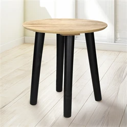 Table d’appoint ronde Ø 30 cm, en bois de pin avec pieds noirs