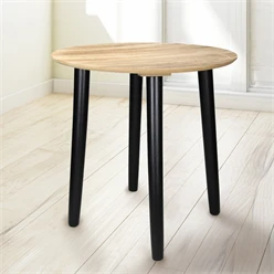 Table d’appoint ronde Ø 40 cm, en bois de pin avec pieds noirs