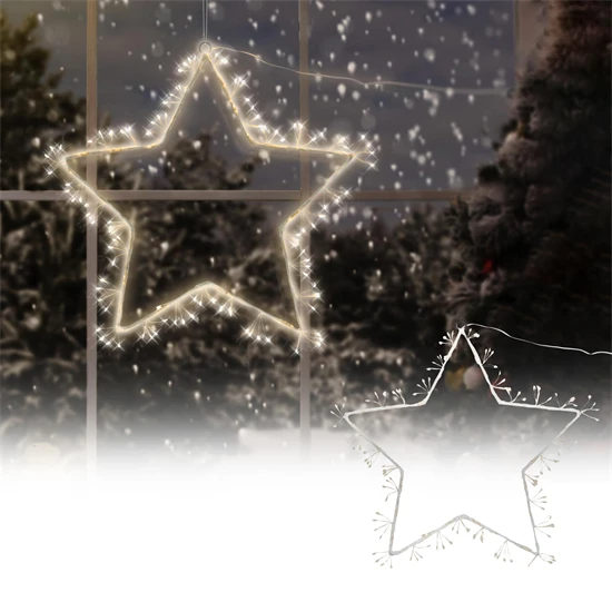 Lampe décorative étoile avec éclairage LED, blanc/marron, 120 LED, en métal