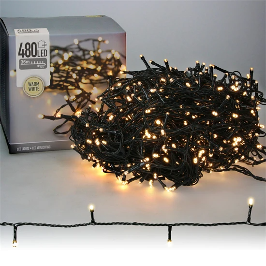Guirlande lumineuse à LEDs pour Noël 36m blanc chaud avec 480 LEDs