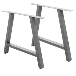 Jeu de 2 pieds de table A-Design gris, 70×72 cm, acier thermolaqué