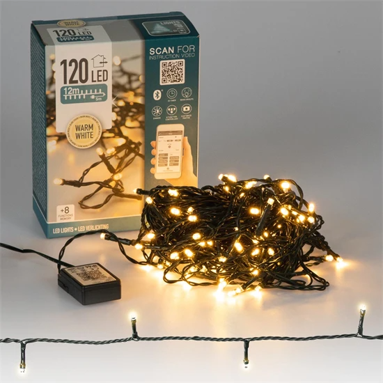Guirlande lumineuse à LEDs pour Noël 12m blanc chaud avec 120 LEDs