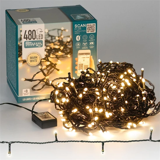 Guirlande lumineuse à LEDs pour Noël 48m blanc chaud avec 480 LEDs