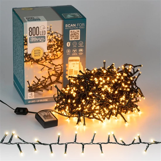 Guirlande lumineuse à LED pour Noël 16m blanc chaud avec 800 LEDs