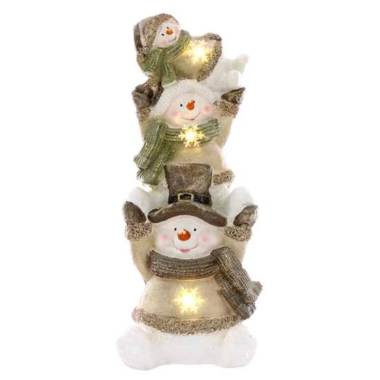 Bonhomme de neige LED Trio Figure déco 70 cm en polyrésine