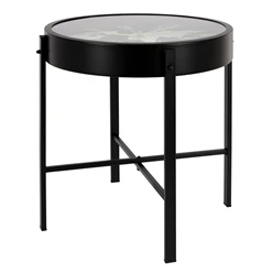 Table d’appoint avec horloge intégrée Ø 40×40 cm métal noir