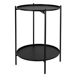 Table d’appoint avec 2 étagères amovibles Ø 38×50 cm métal noir