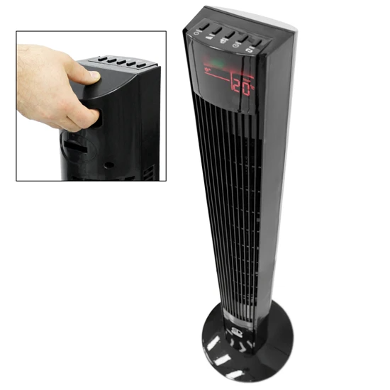 ECD Germany Ventilateur sur pied avec afficheur LED et télécommande – 45W – 116 x 31 cm – noir – avec 3 niveaux de vitesse et modes de ventilation