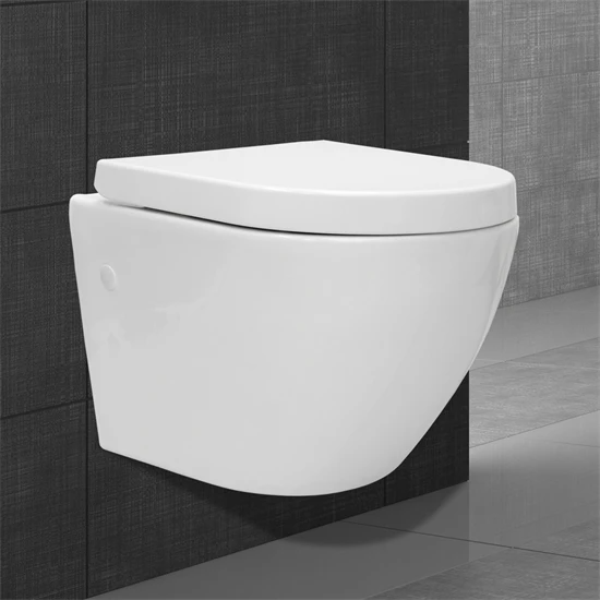 WC toilette suspendu avec cuvette siège de toilette mural blanc + kit de montage