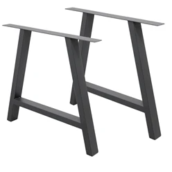 2 x Pieds de table forme A 70x72cm industriels acier gris support cadre meuble